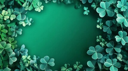 A St. Patrick's Day mockup featuring a green clover frame around a blank central space, perfect for a St. Patrick's Day or nature-themed design