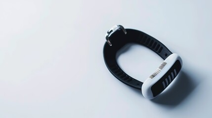 Obraz premium Close-up of a secure medical wristband with barcode, representing patient safety and healthcare security, on a clean white background with copy space.
