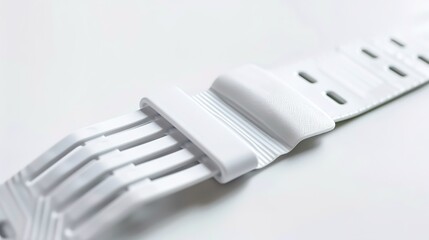 Close-up of a secure medical wristband with barcode, representing patient safety and healthcare security, on a clean white background with copy space.