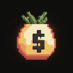 Obraz premium Pixel Art Money Bag 8 bit Gold Dollar Sign Finance Icon