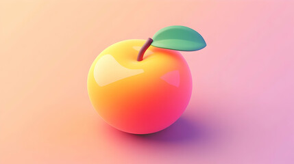 3D cartoon icon of an apple simple healthy eating concept for visual branding
