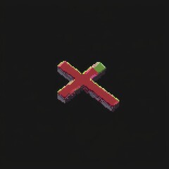 Obraz premium Pixel Art Cross Symbol Red Green Isometric 8 bit Graphic Digital