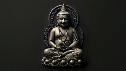 Fototapeta premium The Buddha is depicted in a seated posture, exhibiting a serene and peaceful expression. 
