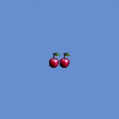 Pixel Art Cherries Retro Game Design Red Fruit 8 bit Style