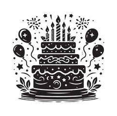 Birthday Cake silhouette vector illustration