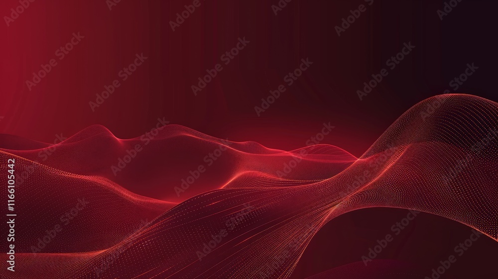 Poster red particles flowing together create an abstract landscape, forming a captivating background ideal 
