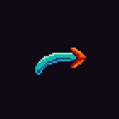Fototapeta premium Pixel Art Arrow Neon Blue Orange Retro Gaming UI