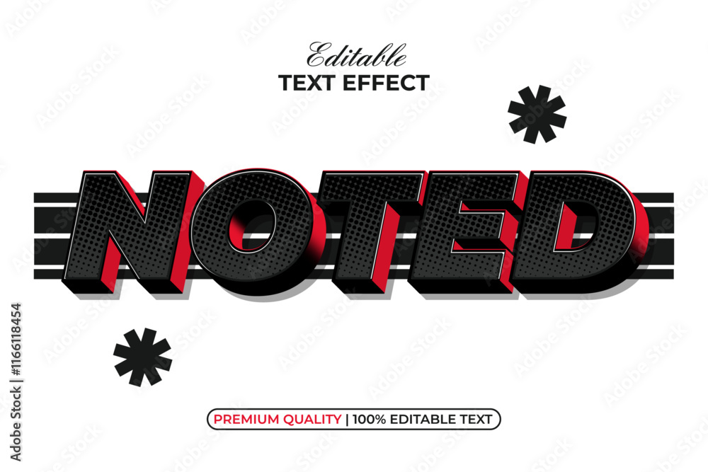 Poster noted text effect 3d modern simple style. editable text effect.