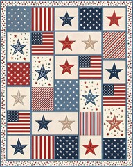 Fototapeta premium Patriotic Textile Design: Stars and Stripes Fabric Celebrating American Pride