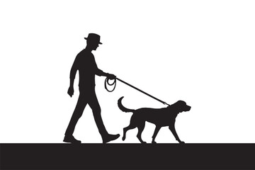 Man walking dog silhouette