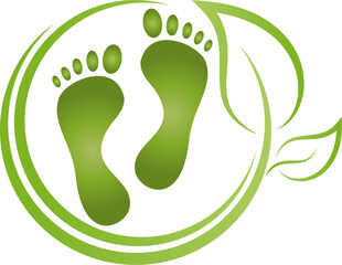 Füße und Blätter, Fußpflege, Podologie, Massage, Logo, Icon