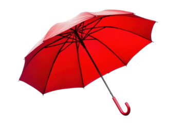 Red umbrella open on a rainy day