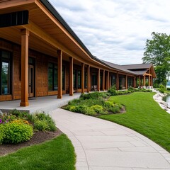 Fototapeta premium A serene lakeside retreat for postpartum healing, postnatal care, tranquility and rejuvenation