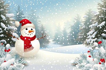 Obraz premium Minimalist Christmas card, clean design with soft pastel colors