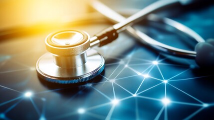 Close-Up View of Stethoscope on Digital Background