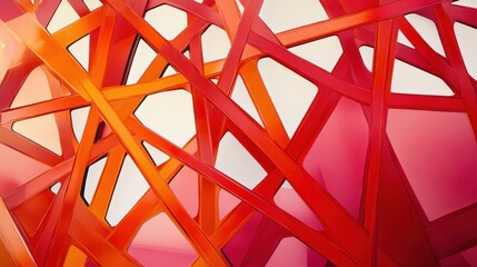 Abstract composition of intertwined red and orange lines creating a vibrant visual texture.
