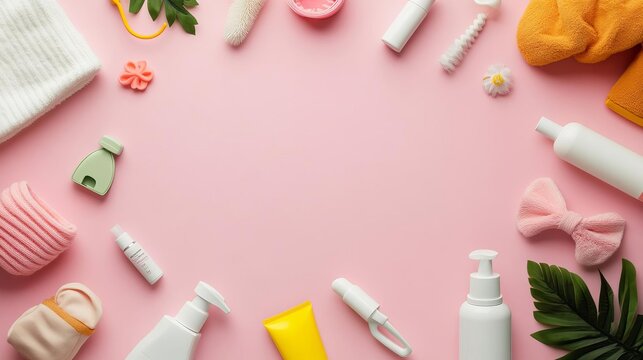 Creative pattern design of baby and postpartum essentials, postnatal care, artistic representation