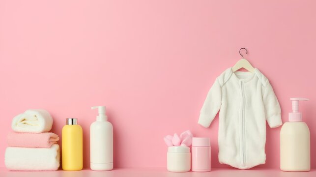 Creative pattern design of baby and postpartum essentials, postnatal care, artistic representation