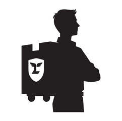 Delivery man silhouette vector illustration