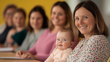 Group of mothers attending a baby sign language workshop, postnatal care, early communication