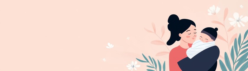 Obraz premium Minimalist infographic on postpartum essentials, postnatal care, parental guidance