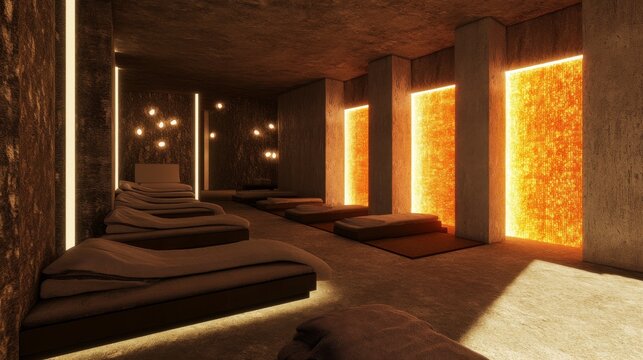 Modern Wellness Space with Soft Lighting and Minimal Design