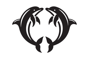 Two dolphins silhouette