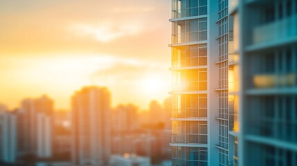 Urban Development with Warm Light at Sunset
