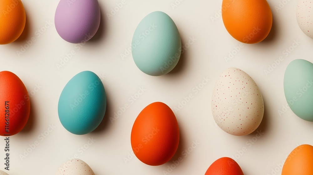 Aufkleber abstract easter egg shapes in pastel gradients with subtle geometric patterns, floating on a soft cr