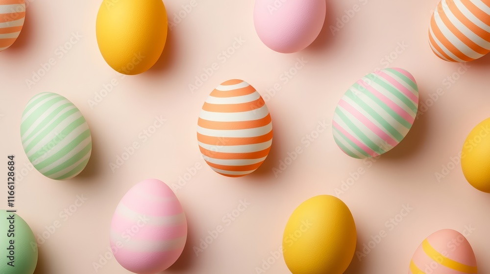 Aufkleber abstract easter egg shapes in pastel gradients with subtle geometric patterns, floating on a soft cr