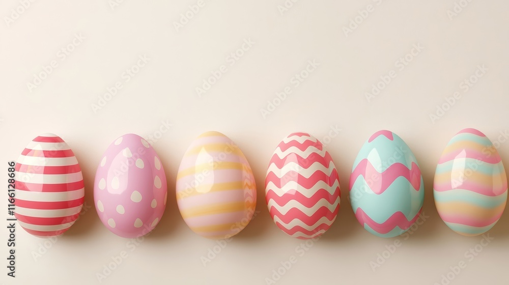 Aufkleber abstract easter egg shapes in pastel gradients with subtle geometric patterns, floating on a soft cr