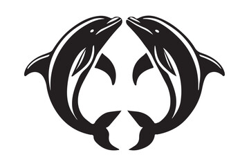 Two dolphins silhouette