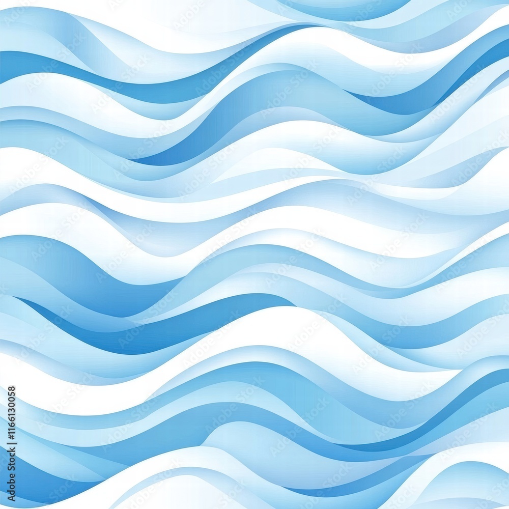 Poster Seamless blue wave pattern with fluid curves and gentle transitions in a harmonious design. Generative AI