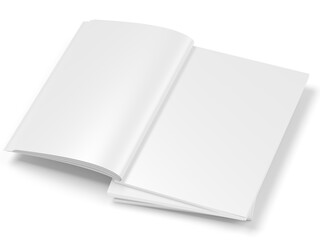 Open magazine with a glued binding. Vertical A4 format.