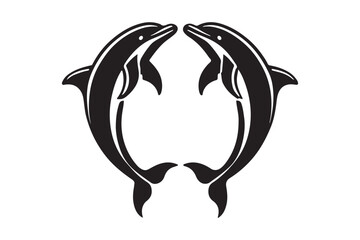 Two dolphins silhouette