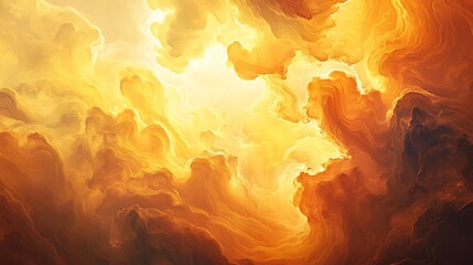 Stunning abstract digital art of golden and orange flames blazing against a dark background.