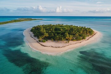 Obraz premium Tropical Paradise in Punta Cana with Vibrant Green Foliage and Serene Beach