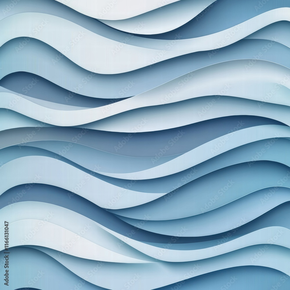 Leinwandbilder Seamless wave like pattern with gentle curves in shades of blue creating a soothing visual effect and harmonious flow. Generative AI