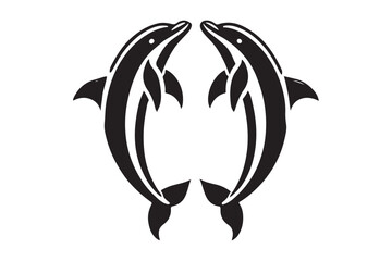 Two dolphins silhouette