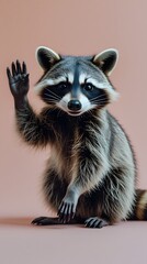 raccoon sitting with isolated background