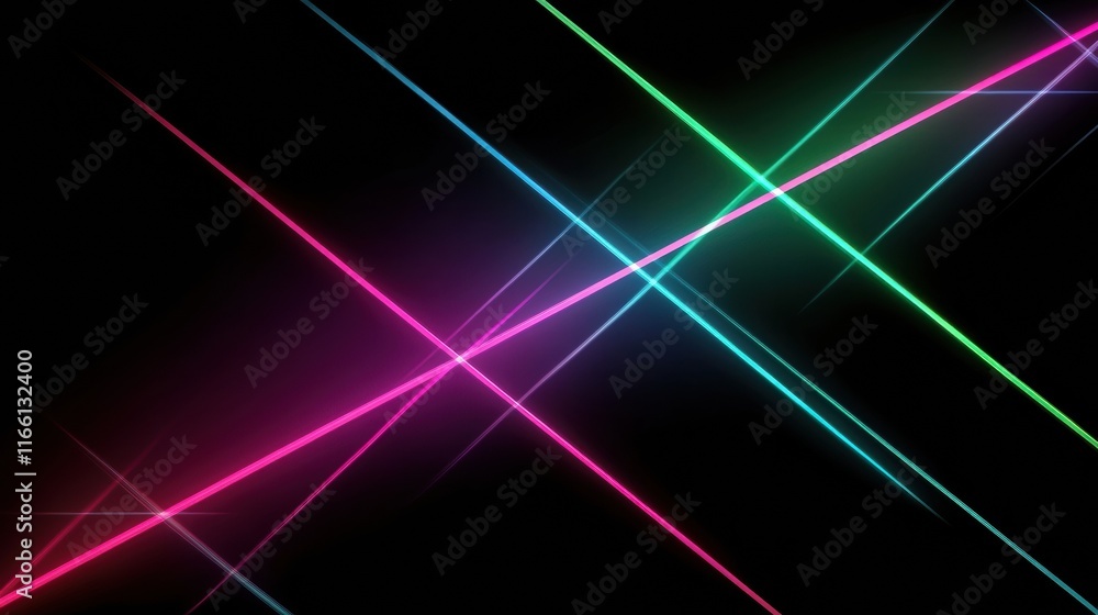Fototapete glowing neon lines intersecting in vibrant colors against a dark background create a mesmerizing abs