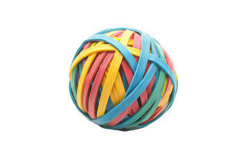 A pile of colorful rubber band balls stacked together