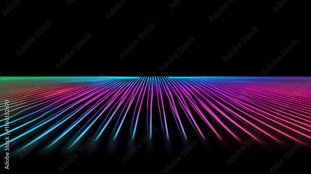 Leinwandbilder glowing neon lines create a vibrant abstract landscape in dark space reflecting movement and energy.