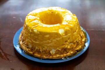 Traditional caramelized egg white pudding known as molotof or molotov