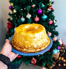 Traditional caramelized egg white pudding known as molotof or molotov