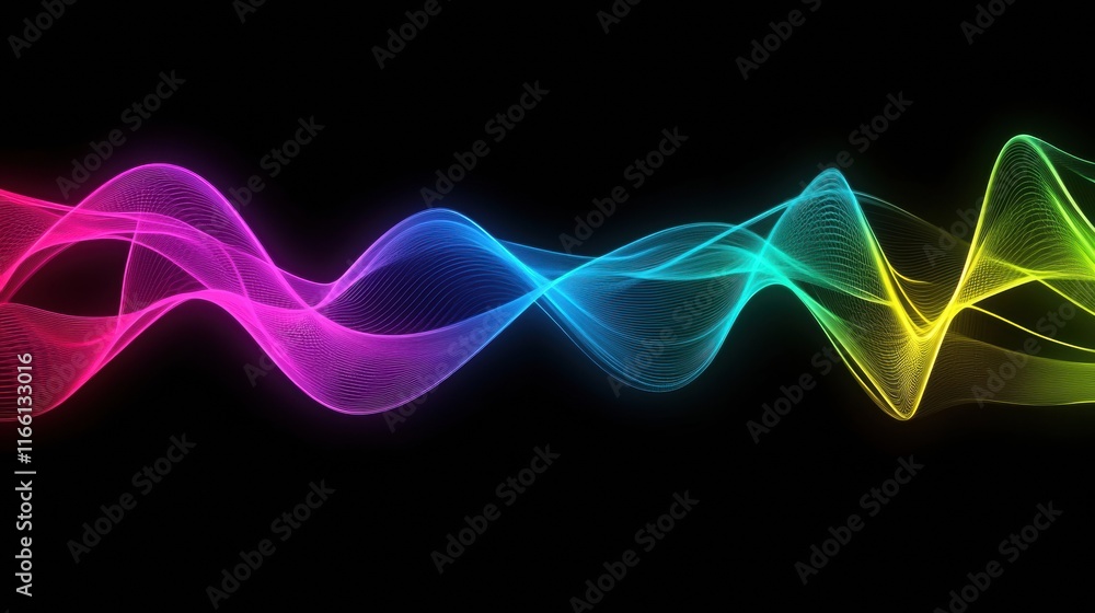 Leinwandbilder Dynamic glow of neon lines creating an abstract visual effect in a dark setting at night. Generative AI