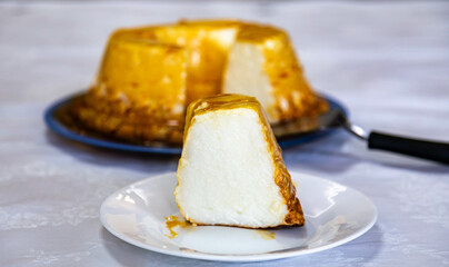 Traditional caramelized egg white pudding known as molotof or molotov