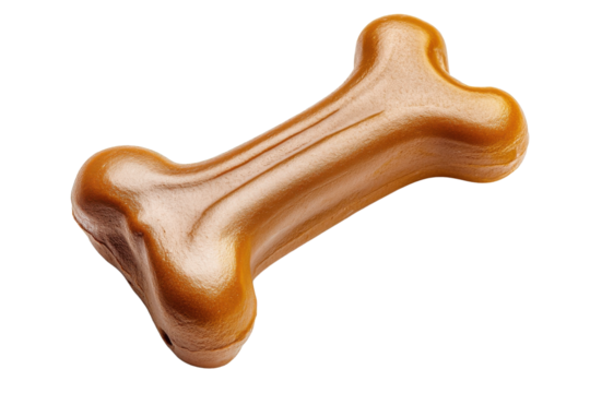 A rubber bone toy for dogs lying on the floor