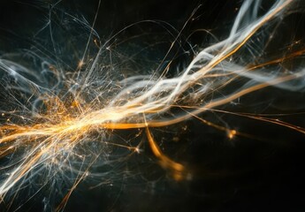 Abstract Light Trails of Sparkling Energy with Dynamic Motion and Glowing Particles on Dark Background for Artistic and Creative Projects