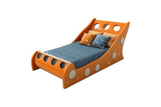 Kids Bed Isolated on Transparent Background PNG Image.